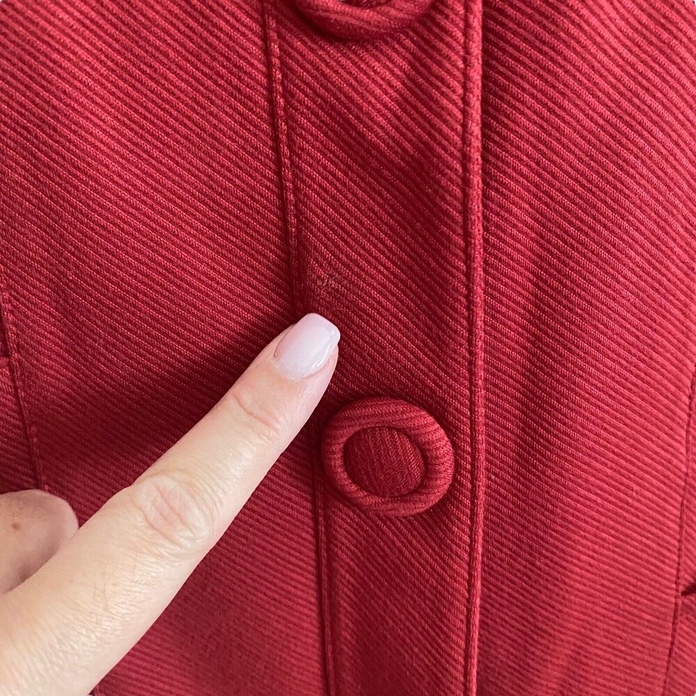 Cabi Small Jacket Snap Button Front Red Textured Collared Pockets - Picture 7 of 11